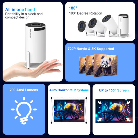 Projector HY300 Pro 8K Android 14 Dual Wifi6 290ANSI