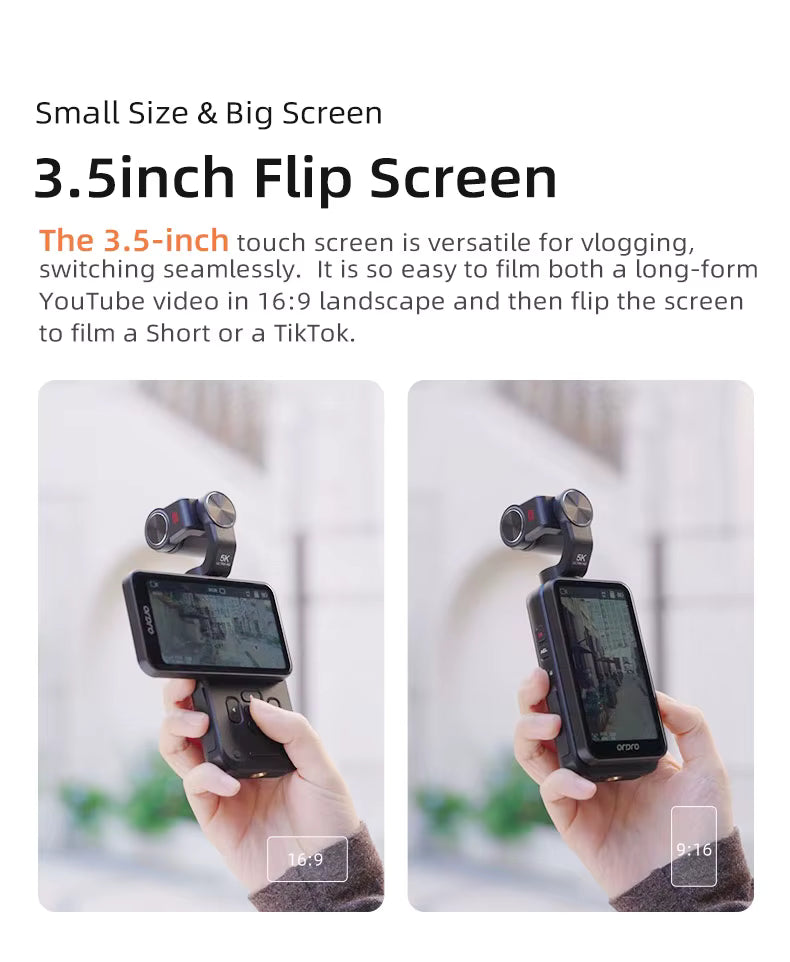 Ordro M5 5K Vlog Camera Kit Action Pocket Camcorder with Wireless Microphone for YouTuber Video Recording