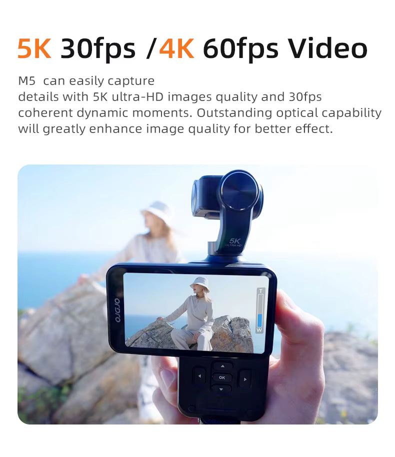 Ordro M5 5K Vlog Camera Kit Action Pocket Camcorder with Wireless Microphone for YouTuber Video Recording