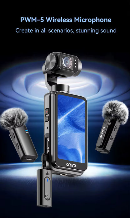 Ordro M5 5K Vlog Camera Kit Action Pocket Camcorder with Wireless Microphone for YouTuber Video Recording
