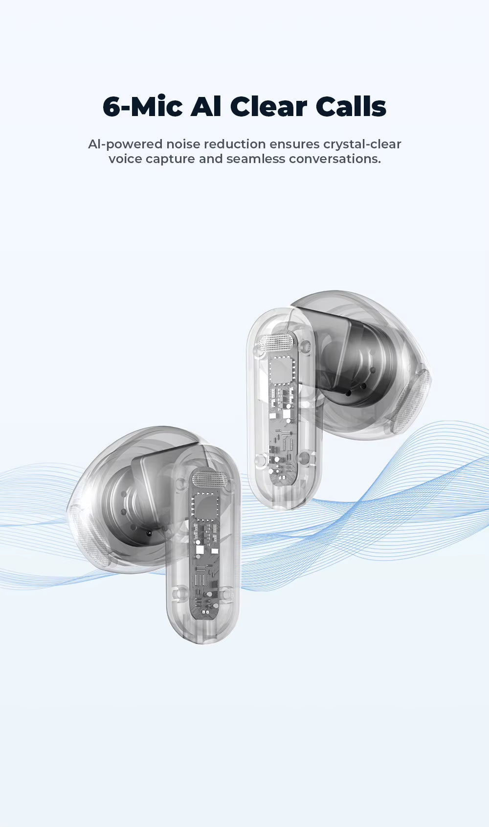 HD Screen Wireless Earphones Bluetooth Music Earbuds HTC NE68 150 Languages 30 Hour Battery Life Clear Audio Comfortable Wearing