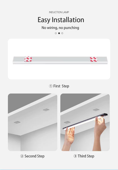 LED Cabinet Light USB-C Rechargeable Motion Sensor Kitchen Wardrobe Lamp