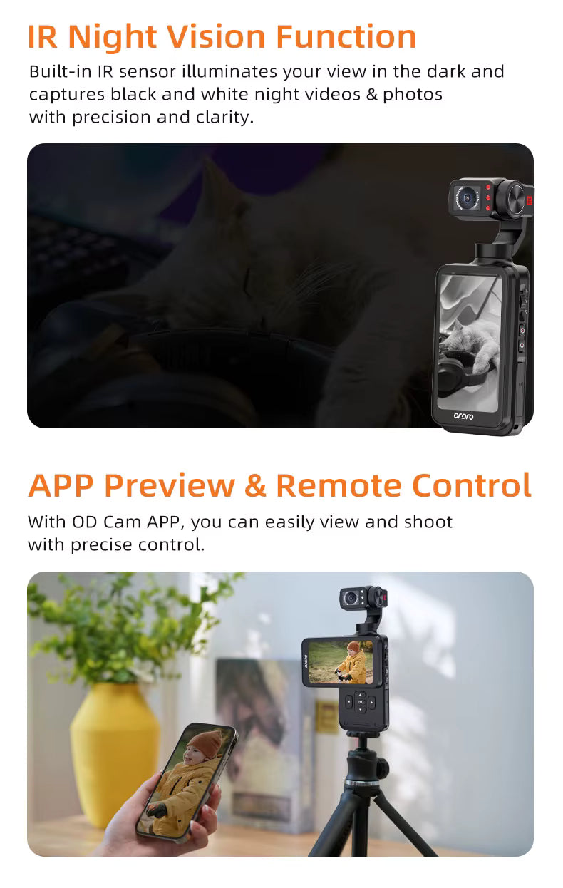 Ordro M5 5K Vlog Camera Kit Action Pocket Camcorder with Wireless Microphone for YouTuber Video Recording
