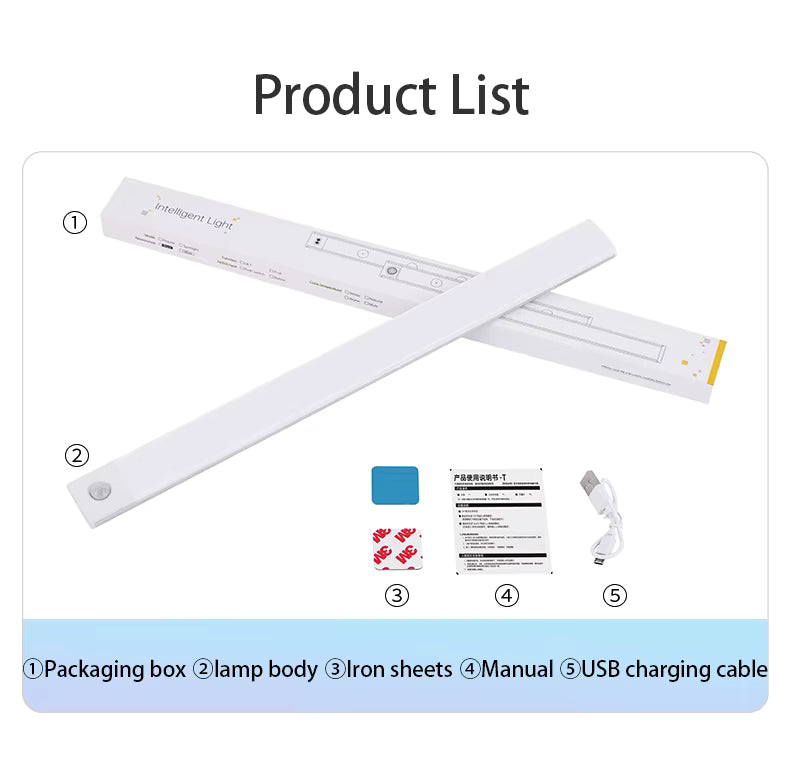 LED Cabinet Light USB-C Rechargeable Motion Sensor Kitchen Wardrobe Lamp